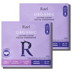 LAEL 純棉表層褲型夜用衛生棉, 中型, 4入, 2個