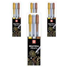 GELLY ROLL 櫻花 Metallic 銅色 3件組 1.0mm, 金色, 銀色, 銅色, 4套