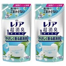 Lenor 蘭諾 日本原裝進口 1WEEK 超強除臭衣物柔軟精補充包 微香, 380ml, 2包