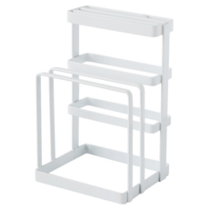 JUST HOME 台灣製簡約白刀具砧板收納架, 1個, 白色