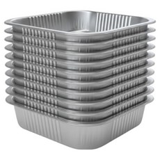 루바네 캠핑 일회용 사각 은박냄비 1600ml, 실버, 10개