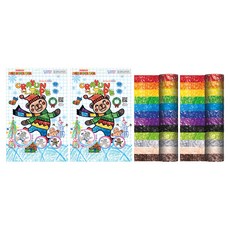 sinwoo 馬賽克冬季蠟筆紙膠帶 12色+圖案12張, 冬季蠟筆, 2套