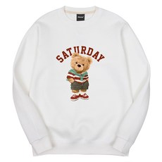 옥스타 남녀공용 세러데이 곰돌이 특양면 맨투맨 기본핏 3SSP005