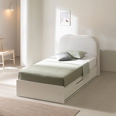 웰퍼니쳐 미라벨 LED 패브릭 수납침대 프레임 단품 방문설치, 아이보리