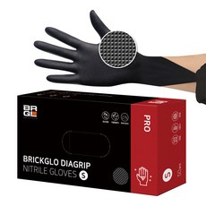 BRICKGLO Dia-Grip Pro 清潔用多用途防滑加厚丁腈手套, 黑色, 小(S), 1個