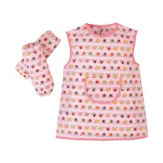 Coney Island 孩童圖案印花繪畫專用防水圍裙+袖套組, 迷你象款(粉色)