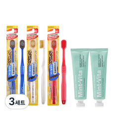 EBISU 프리미엄케어 6열 광폭 헤드 칫솔 61 랜덤발송 3p + 오리지널 민트비타치약 120g 2p 세트, 3세트