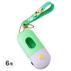 로웰 LED 산책 배변봉투 케이스, 그린, 1개입, 6개