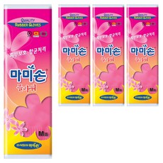 마미손 플라워 고무장갑, 중(M), 4개