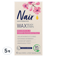 네어 민감성 왁스스트립 40p + 피니싱티슈 4p 모든부위용, 4ml, 30g, 5개