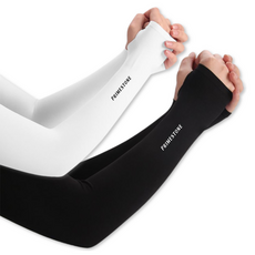 PRIME STONE 男女通用冰涼手指袖套 2入, 白色 + 黑色