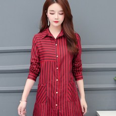 CLOTHES FOR YOU 彩色條紋長版襯衫 女款襯衫罩衫