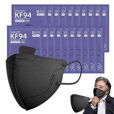 리벤스 에버퓨어 황사방역 마스크 대형 플러스 KF94, 5개입, 20개, 블랙