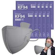 리벤스 에버퓨어 새부리형 황사방역마스크 특대형 KF94, 5개입, 10세트, 그레이