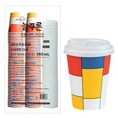 NEULPUREUN 圖案印刷紙杯 + 杯蓋組 380ml, 1套, 100入