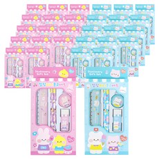 水晶造型軟Q迷你文具 粉色5入 + 藍色5入組, 3套, 粉色 + 藍色