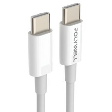 POLYWELL Type-C To C 安卓PD快充線 PW15-W45-M143, 0.5m, 白色, 1條