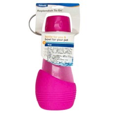 Petmate Replendish 寵物旅行用水壺 16oz（約470ml） +杯套小碗 粉紅/藍色, 粉色, 1瓶