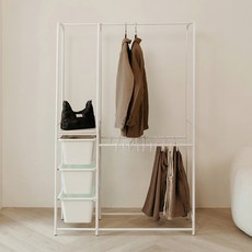 ikloo 宜酷屋 加大款組合式掛衣架 附褲架 10個, 白色