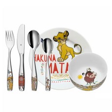 WMF LION KING 獅子王兒童餐具 Cromargan 18/10不鏽鋼 耐熱130°C 適用年齡三歲以上, 獅子王兒童餐具6件組, 獅子王, 1組