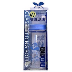 哈奇 晶鑽玻璃奶瓶 新一代硼矽酸耐熱玻璃材質，德國JSJ α33製程耐熱技術，食品級矽膠，內壁光滑, 藍色, 240cc, 1個