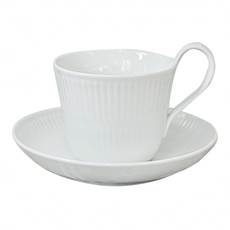 로얄코펜하겐 화이트 플루티드 하이핸들 컵 250ml + 소서, 1세트