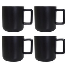 비비드 스퀘어 핸들 머그컵 310ml, 블랙, 4개