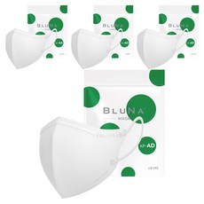 블루나 숨편한 2D 소형 비말차단 마스크 새부리형 KF-AD, 5매입, 20개, 화이트