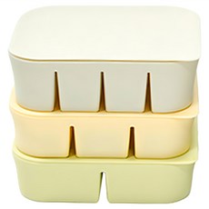 MODU'I BLUEMAMA 矽膠嬰兒副食品分裝盒 3件組 耐熱250℃, 綠豆色 + 奶油黃色 + 奶油白色, 1.158L, 1組