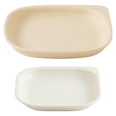 TACKAON 兒童方形ECOZEN日常餐盤 S + L 套組, 1套, 象牙白(S), 黃色(L)