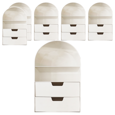 FAmILyLIFE 生活 附抽屜桌面文具公仔收納盒 A-392-W 387g, 簡約白,, 6個