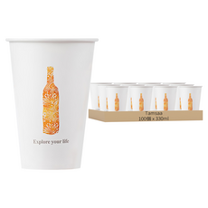 Tamsaa 印花紙杯 330ml 無螢光天然紙漿製成高磅數紙張, 100個, 1組