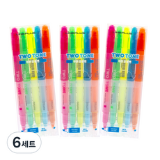 Lineplus 雙色螢光筆 5種, 黃色、粉色、橙色、綠色、藍色, 30個