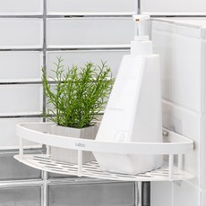 Leto 免鑽孔鋁製浴室轉角置物架, 白色