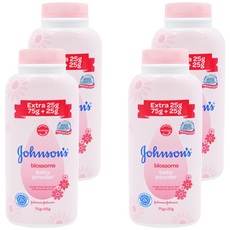 Johnson's 嬌生 Blossoms 花朵嬰兒爽身粉，75g+25g，香味持久，性質純和溫，強效吸收汗水，使皮膚乾爽舒適, 100g, 4瓶