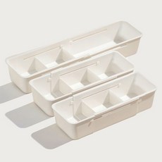 달콤상점 길이조절 칸막이 수납함 주방 정리함 소형, 화이트, 3개