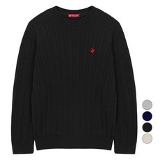 BEVERLY HILLS POLO CLUB 比佛利保羅 男女通用麻花圓領長袖棉質針織衫 CPN7T81