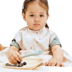 베이비클로 나시 지퍼형 이유식 턱받이, 곰돌이베이지, 1개입, 1개