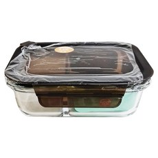 UdiLife 優的生活大師 氣孔式長形雙格玻璃保鮮盒 0.64L, 18.5 x 14.5 x 6.5cm, 1個