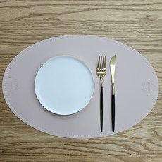 POSIELLA 北歐風矽膠防水橢圓磨砂餐桌墊 1mm, 磨砂粉, 1個, 450 x 300 mm