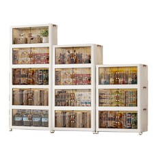 雙開門折疊櫃 主櫃 四層, 60 x 34 x 136cm, 白色 + 透明色, 1個