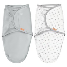 SwaddleMe 原創舒眠包巾2件組, 素面灰色 + 星空灰色