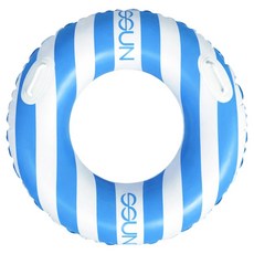 SSUN 條紋版圓形游泳圈 120cm 特大號, 藍色, 1個