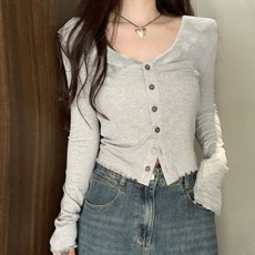 메이첼 여성용 얇고 부드러운 러플 슬림 가디건 10056