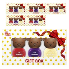 NBBEBE 兒童指甲油 3種禮盒, D（鮮豔的紅色、鮮豔的紫色、奶油檸檬色）, 5組