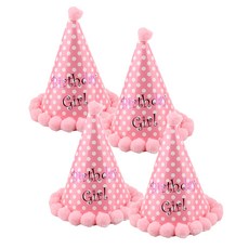 Partybok 錐形帽, 粉色迷你圓點, 4件
