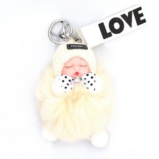 Allwelly 娃娃毛球人造毛鑰匙扣鑰匙圈 TSP1543, No7, 1個