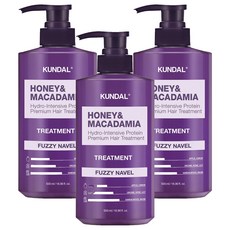 KUNDAL 昆黛爾 蜂蜜澳洲堅果保濕護髮乳 水果雞尾酒香, 500ml, 3瓶