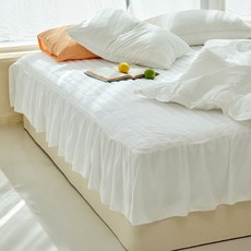 바자르 밀크 고정밴드형 누빔 침대스커트 매트리스커버 숏형