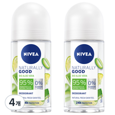 니베아 내추럴리 굿 롤온 데오드란트, 4개, 50ml
